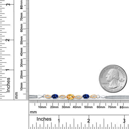 1.98カラット 天然 シトリン ブレスレット シンセティック サファイア シルバー925 ＆10金 イエローゴールド K10 11月 誕生石