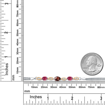 2.01カラット 天然 ガーネット ブレスレット 天然 ピンクトルマリン シルバー925 ＆10金 イエローゴールド K10 1月 誕生石