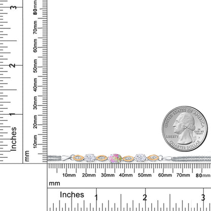 1.69カラット シミュレイテッド ピンクオパール ブレスレット モアサナイト シルバー925 ＆10金 イエローゴールド K10 10月 誕生石