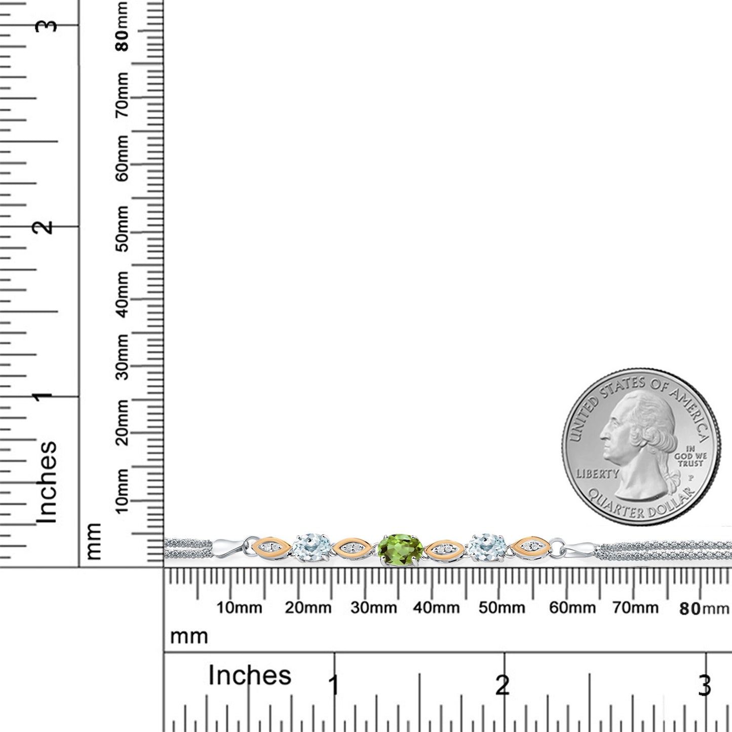 1.96カラット 天然石 ペリドット ブレスレット 天然 アクアマリン シルバー925 ＆10金 イエローゴールド K10 8月 誕生石