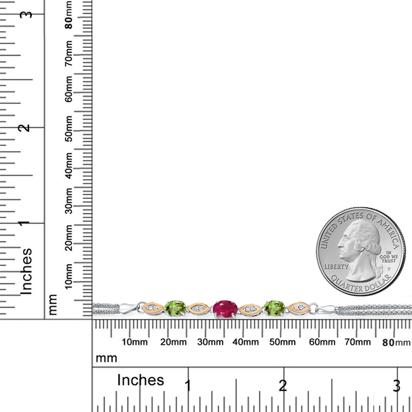 2.06カラット 天然 ルビー ブレスレット 天然石 ペリドット シルバー925 ＆10金 イエローゴールド K10 7月 誕生石