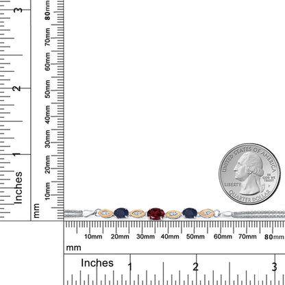 2.07カラット 天然 ロードライトガーネット ブレスレット 天然 サファイア シルバー925 ＆10金 イエローゴールド K10 1月 誕生石