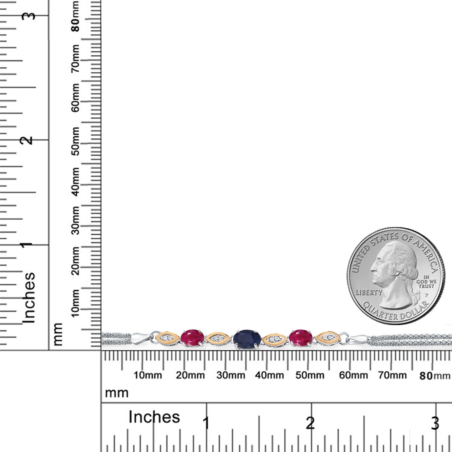 2.26カラット 天然 サファイア ブレスレット 天然 ルビー シルバー925 ＆10金 イエローゴールド K10 9月 誕生石