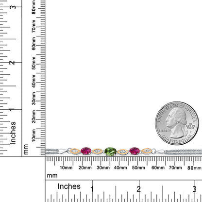 1.76カラット 天然 グリーントルマリン ブレスレット シンセティック ルビー シルバー925 ＆10金 イエローゴールド K10 10月 誕生石