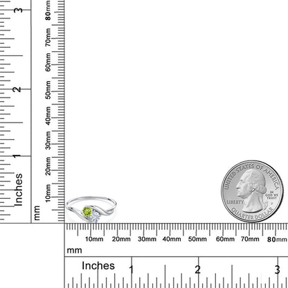 0.37カラット  天然石 ペリドット リング 指輪  モアサナイト 10金 ホワイトゴールド K10  8月 誕生石