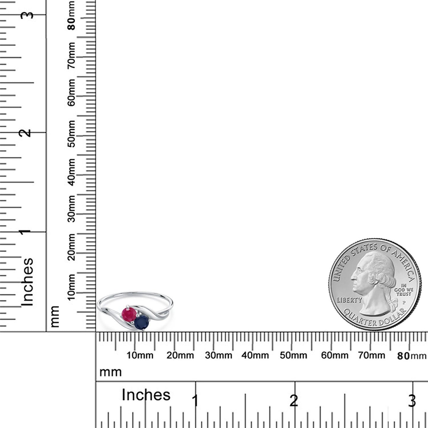 0.47カラット  天然 ルビー リング 指輪  天然 サファイア 10金 ホワイトゴールド K10  7月 誕生石