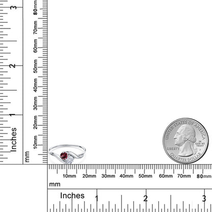 0.38カラット  天然 ロードライトガーネット リング 指輪  モアサナイト 10金 ホワイトゴールド K10  1月 誕生石
