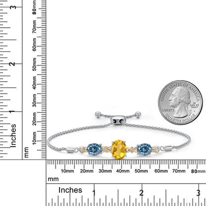 5.22カラット  天然 シトリン ブレスレット  ブルー モアサナイト シルバー925 ＆10金 イエローゴールド K10  11月 誕生石