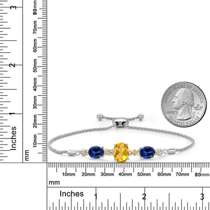 5.66カラット  天然 シトリン ブレスレット  シンセティック サファイア シルバー925 ＆10金 イエローゴールド K10  11月 誕生石