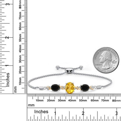 5.66カラット  天然 シトリン ブレスレット  天然 オニキス シルバー925 ＆10金 イエローゴールド K10  11月 誕生石