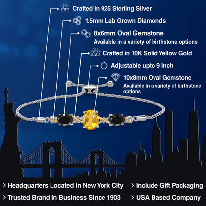 5.78カラット  天然 シトリン ブレスレット  天然 ブラックサファイア シルバー925 ＆10金 イエローゴールド K10  11月 誕生石