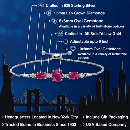 5.76カラット  シンセティック ルビー ブレスレット   シルバー925 ＆10金 イエローゴールド K10  7月 誕生石