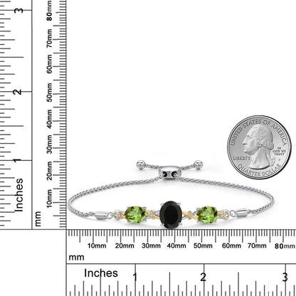 5.4カラット  天然 オニキス ブレスレット  天然石 ペリドット シルバー925 ＆10金 イエローゴールド K10  8月 誕生石