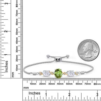 5.86カラット  天然石 ペリドット ブレスレット  モアサナイト シルバー925 ＆10金 イエローゴールド K10  8月 誕生石