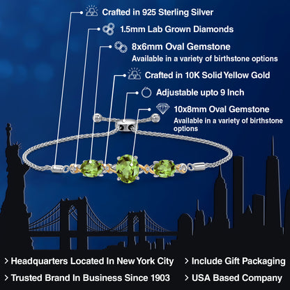 5.7カラット  天然石 ペリドット ブレスレット   シルバー925 ＆10金 イエローゴールド K10  8月 誕生石