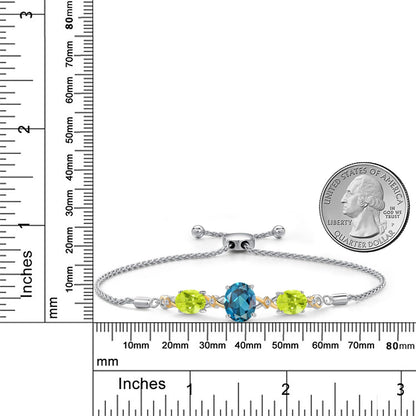 5.26カラット  天然 ロンドンブルートパーズ ブレスレット  天然 レモンクォーツ シルバー925 ＆10金 イエローゴールド K10  11月 誕生石