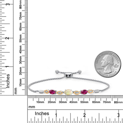 1.57カラット  天然 エチオピアンオパール ブレスレット  シンセティック ルビー シルバー925 ＆10金 イエローゴールド K10  10月 誕生石