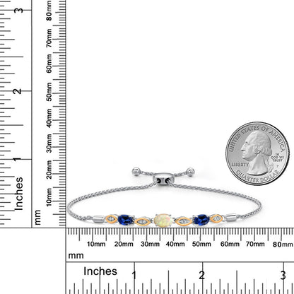 1.77カラット  天然 エチオピアンオパール ブレスレット  シンセティック サファイア シルバー925 ＆10金 イエローゴールド K10  10月 誕生石