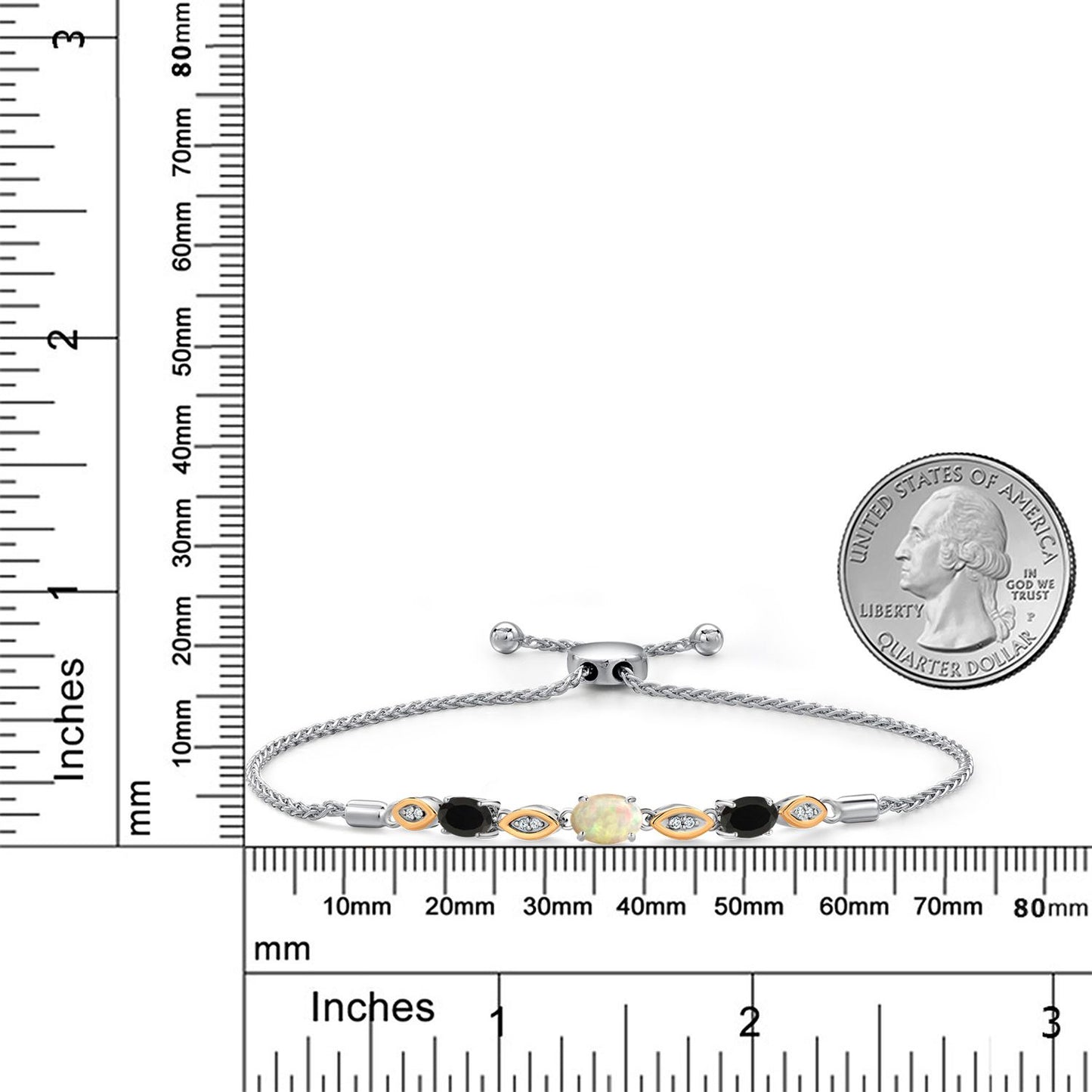 1.37カラット  天然 エチオピアンオパール ブレスレット  天然 オニキス シルバー925 ＆10金 イエローゴールド K10  10月 誕生石