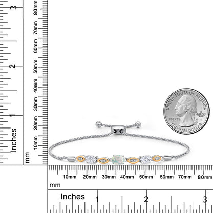 2.06カラット  シミュレイテッド ホワイトオパール ブレスレット  モアサナイト シルバー925 ＆10金 イエローゴールド K10  10月 誕生石