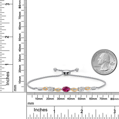1.73カラット シンセティック ルビー ブレスレット ラボグロウンダイヤモンド シルバー925 ＆10金 イエローゴールド K10 7月 誕生石