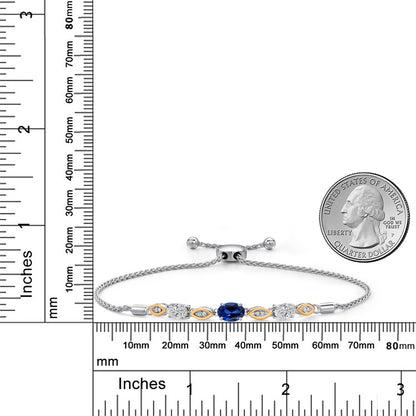 1.86カラット シンセティック サファイア ブレスレット ラボグロウンダイヤモンド シルバー925 ＆10金 イエローゴールド K10 9月 誕生石