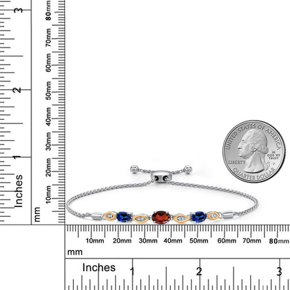 2.13カラット  天然 ガーネット ブレスレット  シンセティック サファイア シルバー925 ＆10金 イエローゴールド K10  1月 誕生石