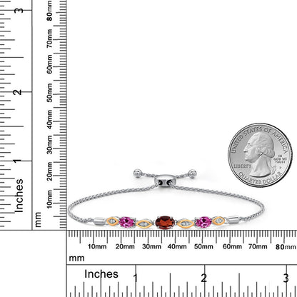1.93カラット  天然 ガーネット ブレスレット  シンセティック ピンクサファイア シルバー925 ＆10金 イエローゴールド K10  1月 誕生石