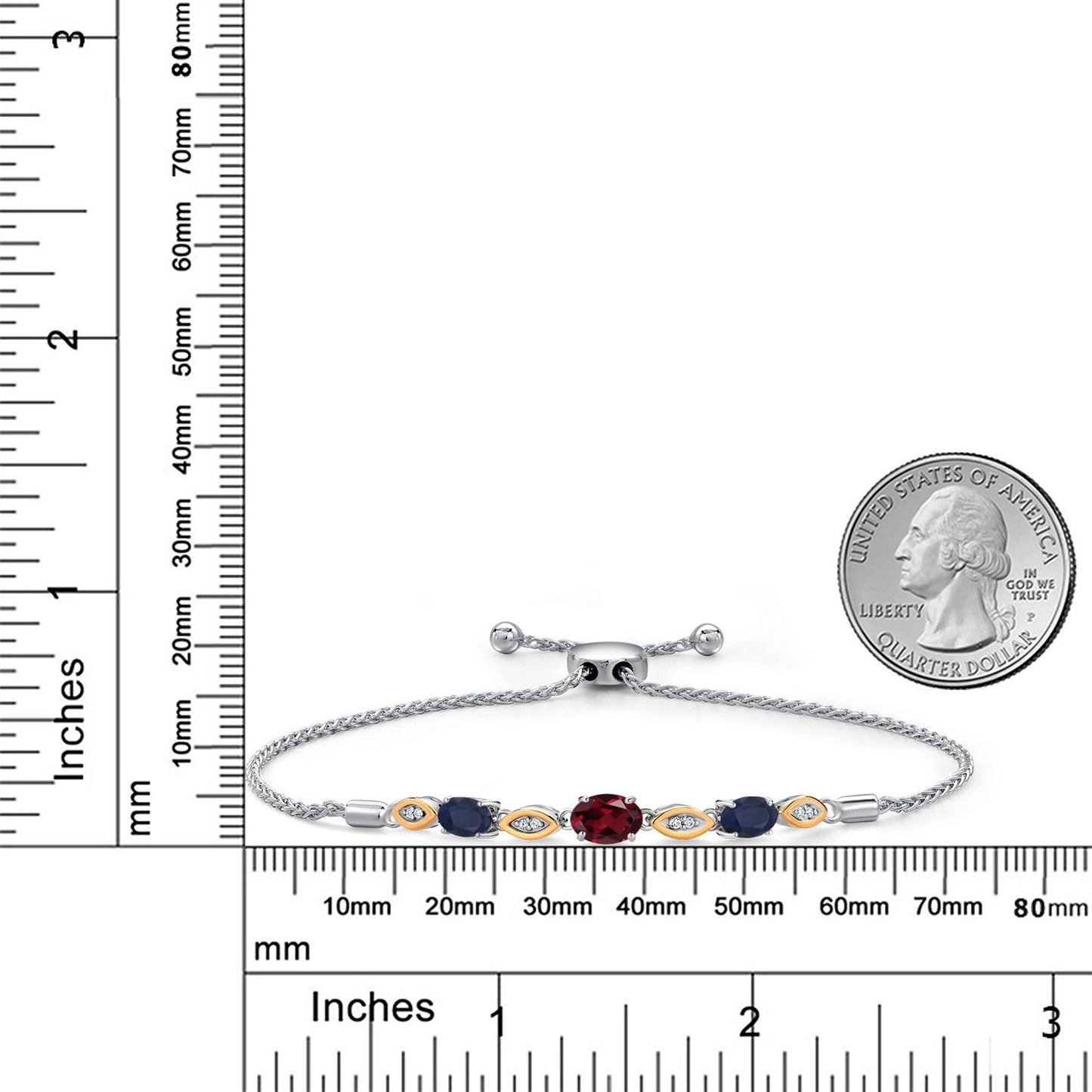 2.07カラット  天然 ロードライトガーネット ブレスレット  天然 サファイア シルバー925 ＆10金 イエローゴールド K10  1月 誕生石