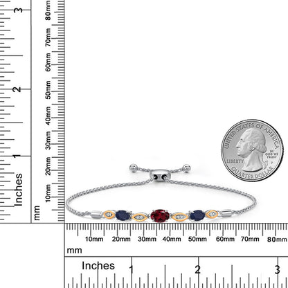 2.07カラット  天然 ロードライトガーネット ブレスレット  天然 サファイア シルバー925 ＆10金 イエローゴールド K10  1月 誕生石