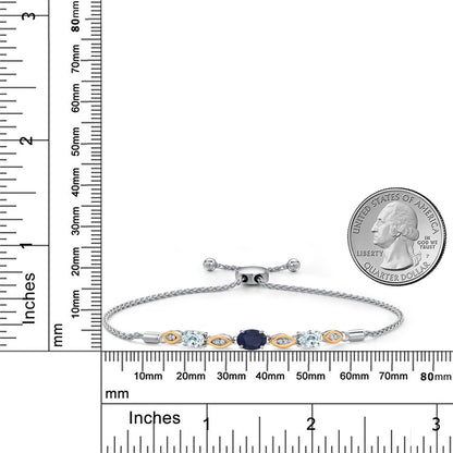 2.06カラット  天然 サファイア ブレスレット  天然 アクアマリン シルバー925 ＆10金 イエローゴールド K10  9月 誕生石