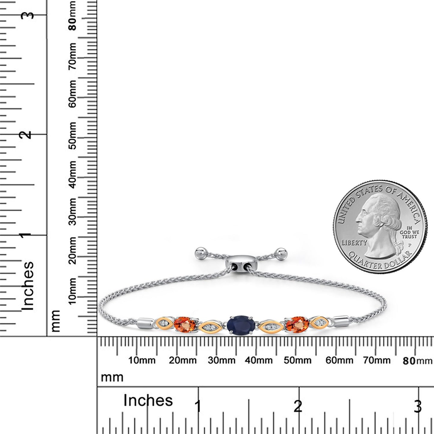 2.16カラット  天然 サファイア ブレスレット  天然 オレンジサファイア シルバー925 ＆10金 イエローゴールド K10  9月 誕生石