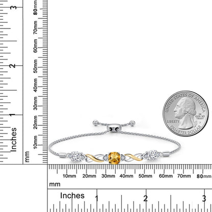 2.28カラット  天然 シトリン ブレスレット  モアサナイト シルバー925 ＆10金 イエローゴールド K10  11月 誕生石