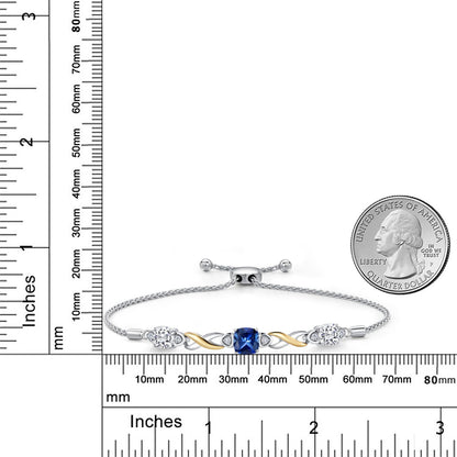 2.35カラット  シンセティック サファイア ブレスレット  モアサナイト シルバー925 ＆10金 イエローゴールド K10  9月 誕生石