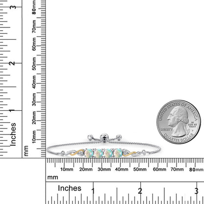 2.02カラット  シミュレイテッド ホワイトオパール ブレスレット   シルバー925 ＆10金 イエローゴールド K10  10月 誕生石