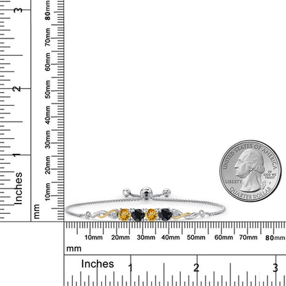 2.3カラット  天然 シトリン ブレスレット  天然 ブラックサファイア シルバー925 ＆10金 イエローゴールド K10  11月 誕生石