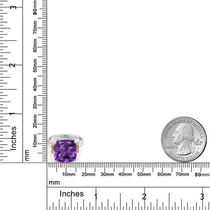 6.4カラット 天然 アメジスト リング 指輪 シルバー925 ＆10金 イエローゴールド K10 2月 誕生石