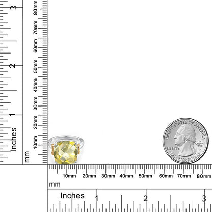 6.7カラット 天然 レモンクォーツ リング 指輪 シルバー925 ＆10金 イエローゴールド K10