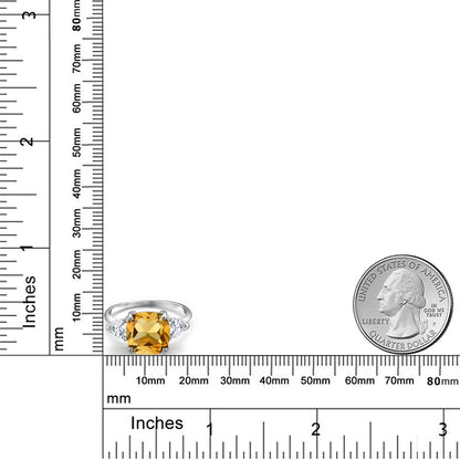 4.54カラット  天然 シトリン リング 指輪  モアサナイト 10金 ホワイトゴールド K10  11月 誕生石