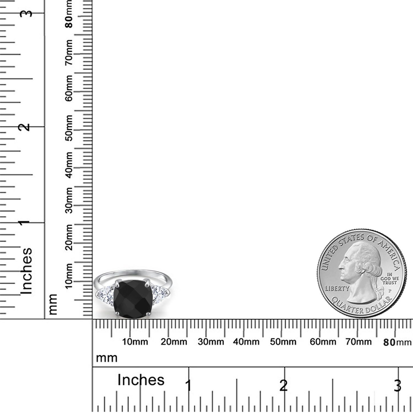 4.74カラット  天然 オニキス リング 指輪  モアサナイト 10金 ホワイトゴールド K10  8月 誕生石