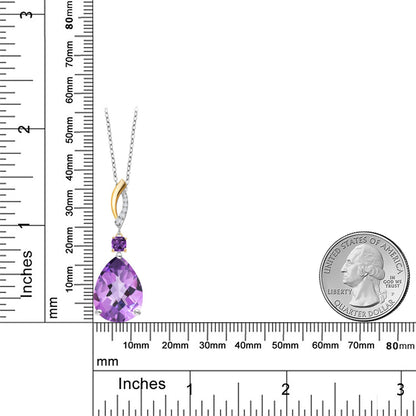 20.25カラット 天然 アメジスト ネックレス シルバー925 ＆10金 イエローゴールド K10 2月 誕生石
