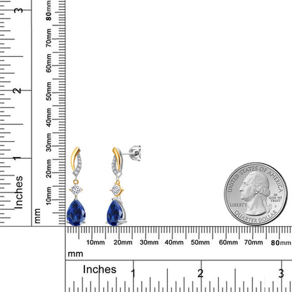 4.67カラット  シンセティック サファイア ピアス  モアサナイト シルバー925 ＆10金 イエローゴールド K10  9月 誕生石