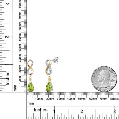 2.62カラット 天然石 ペリドット ピアス ラボグロウンダイヤモンド シルバー925 ＆10金 イエローゴールド K10 8月 誕生石