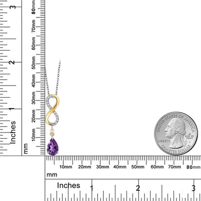 1.54カラット 天然 アメジスト ネックレス ラボグロウンダイヤモンド シルバー925 ＆10金 イエローゴールド K10 2月 誕生石