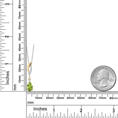 1.31カラット 天然石 ペリドット ネックレス ラボグロウンダイヤモンド シルバー925 ＆10金 イエローゴールド K10 8月 誕生石
