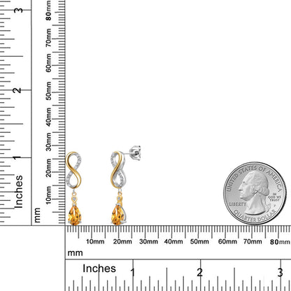 1.48カラット 天然 シトリン ピアス ラボグロウンダイヤモンド シルバー925 ＆10金 イエローゴールド K10 11月 誕生石