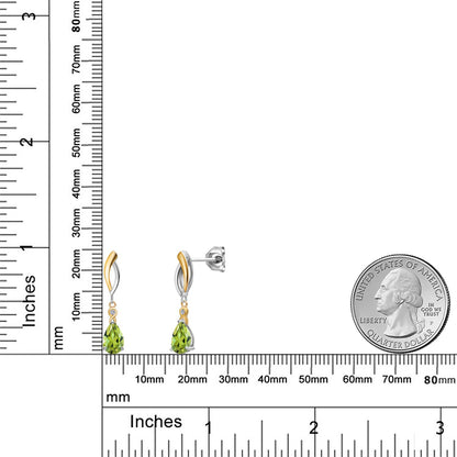 1.85カラット 天然石 ペリドット ピアス ラボグロウンダイヤモンド シルバー925 ＆10金 イエローゴールド K10 8月 誕生石
