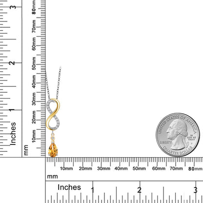 0.74カラット 天然 シトリン ネックレス ラボグロウンダイヤモンド シルバー925 ＆10金 イエローゴールド K10 11月 誕生石