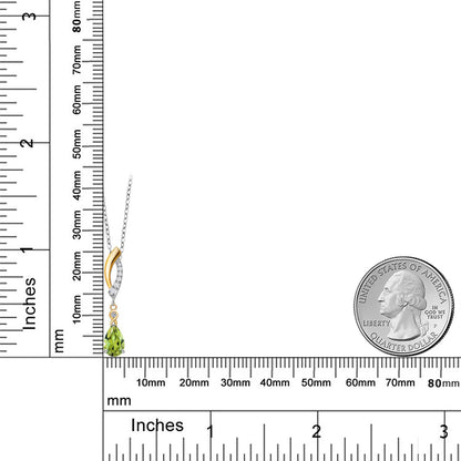 0.93カラット 天然石 ペリドット ネックレス ラボグロウンダイヤモンド シルバー925 ＆10金 イエローゴールド K10 8月 誕生石