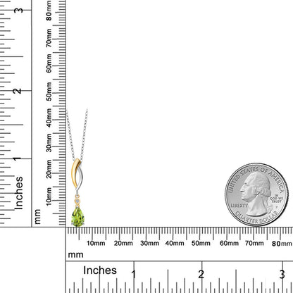 0.93カラット 天然石 ペリドット ネックレス ラボグロウンダイヤモンド シルバー925 ＆10金 イエローゴールド K10 8月 誕生石